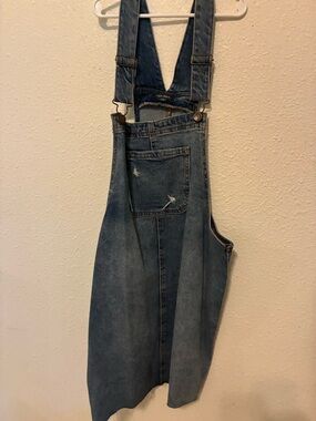 wild fable Distressed Denim Overall Dress in Medium Blue